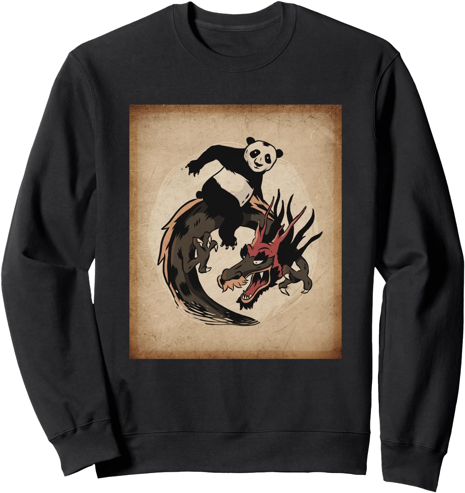 Original Panda Bears Riding Dragon Sweatshirt - Trendy Graphic Unisex - T-Shirt, Sweatshirt, Hoodie
