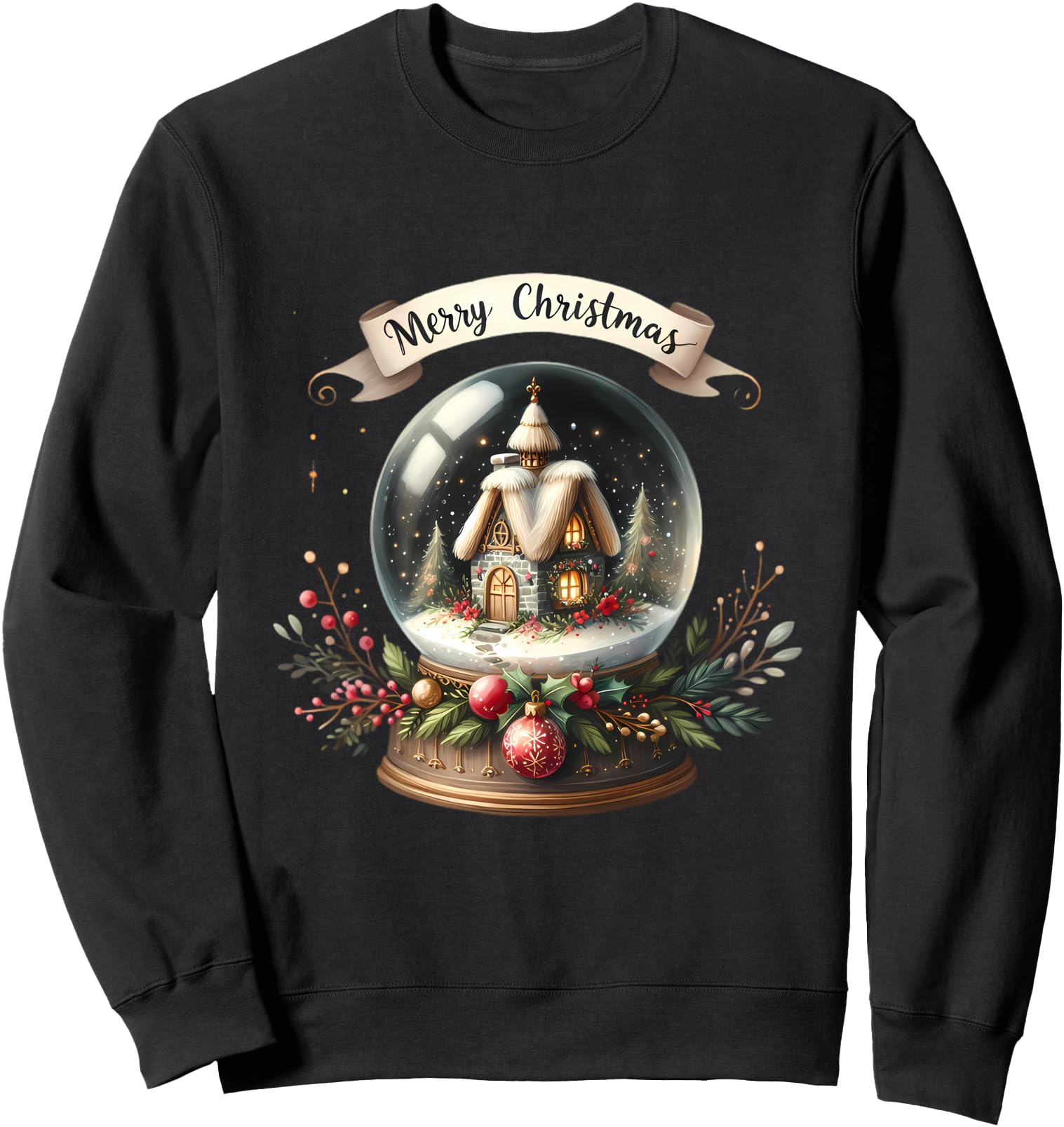 Handcrafted Cozy Snow Globe Sweatshirt - Minimalist Print Men Women - T-Shirt, Sweatshirt, Hoodie