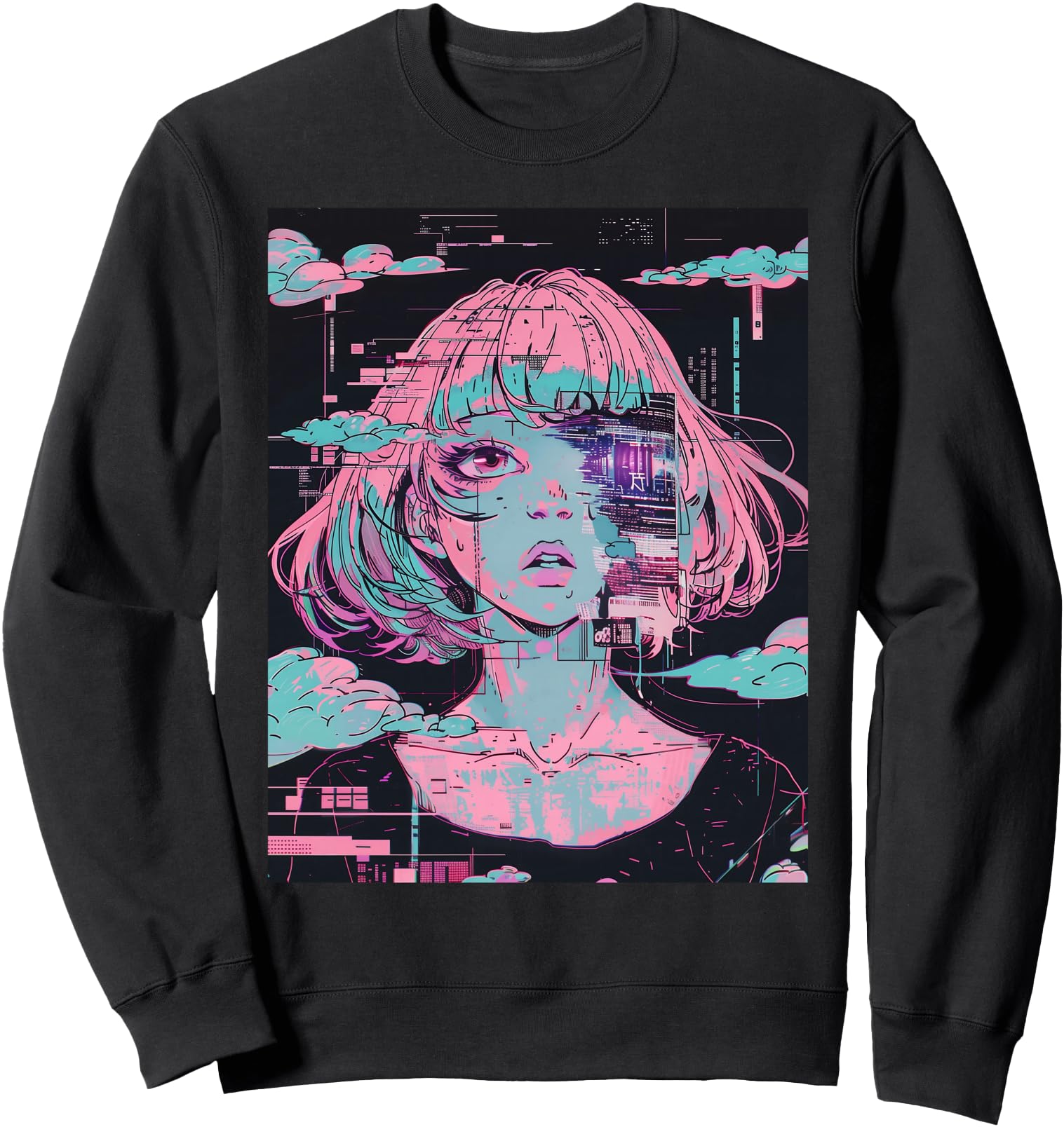 Authentic Anime Vaporwave Sweatshirt - Casual Everyday Wear for Adults - T-Shirt, Sweatshirt, Hoodie