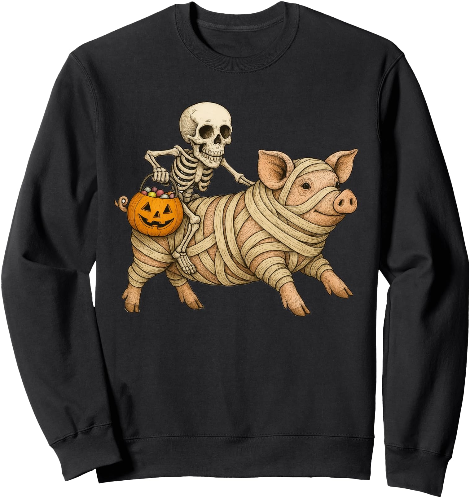 Exclusive Skeleton Riding Mummy Sweatshirt - Casual Everyday Wear Unisex - T-Shirt, Sweatshirt, Hoodie