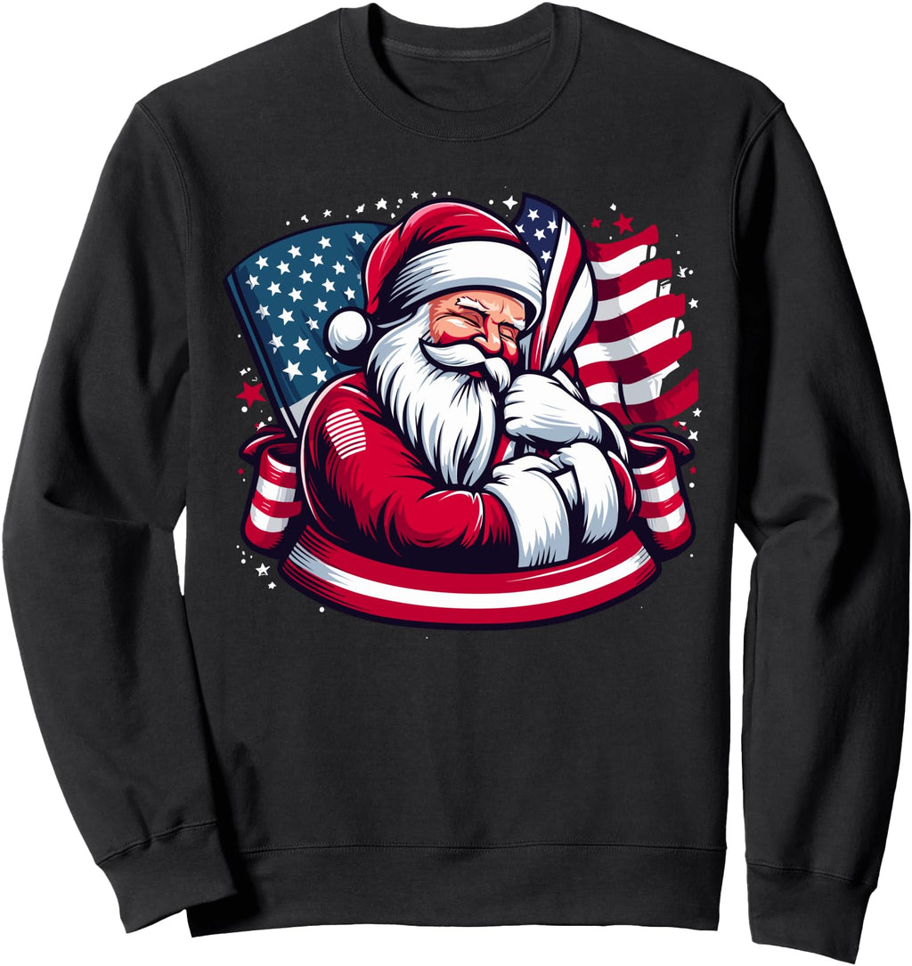 Original Patriotic Santa Claus Usa Flag T-Shirt - Unique Graphic Unisex - T-Shirt, Sweatshirt, Hoodie