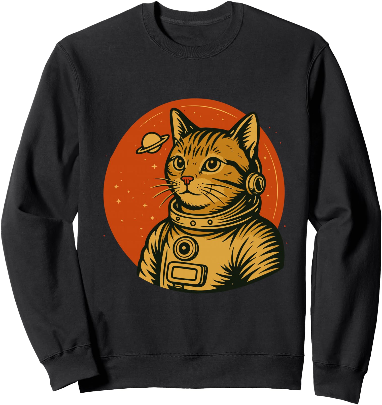Japanese Minimalist 50S Space Cat Hoodie - Casual Everyday Wear Unisex - T-Shirt, Sweatshirt, Hoodie