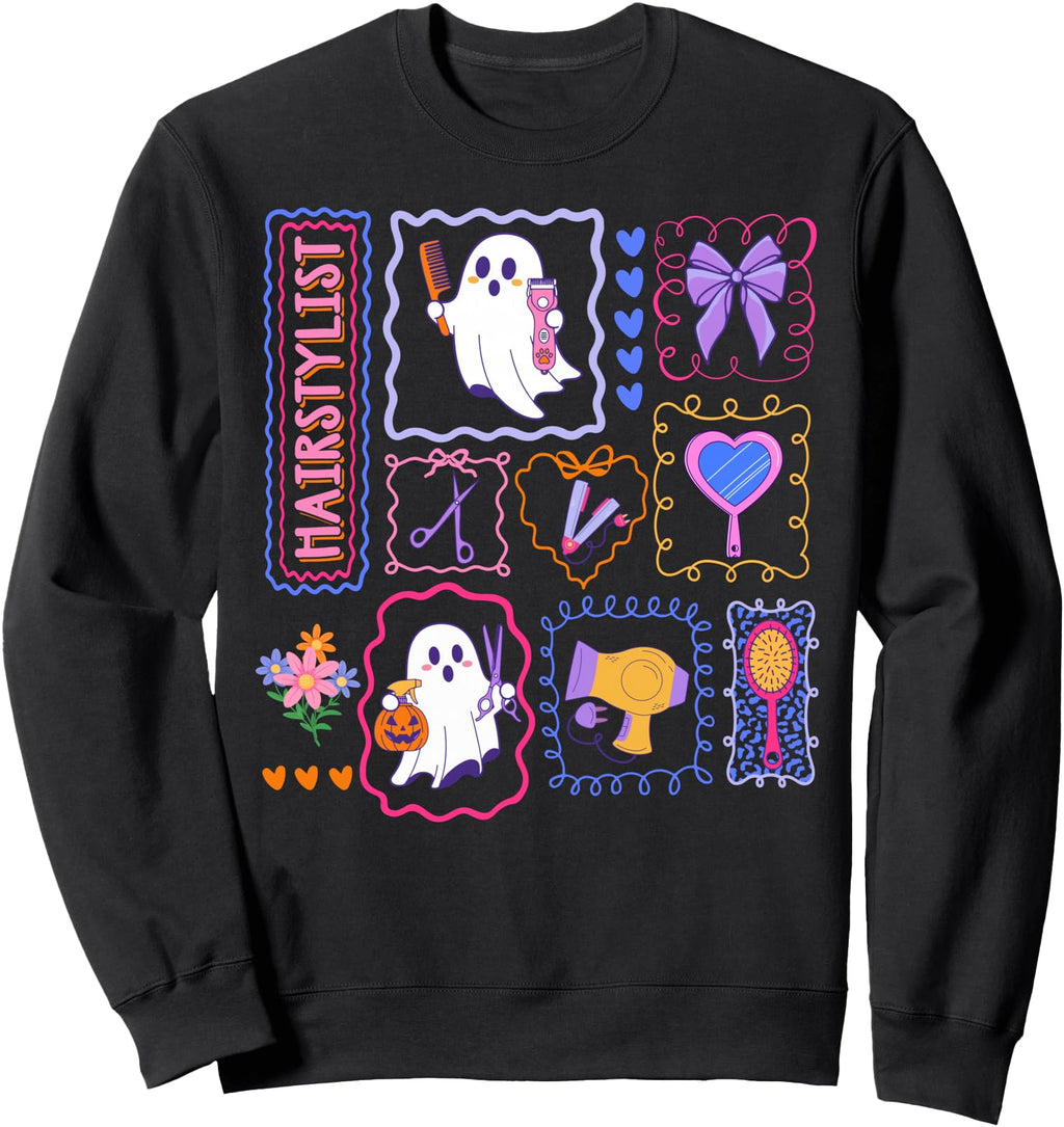 Handcrafted Spooky Ghost Hair Sweatshirt - Minimalist Print for Adults - T-Shirt, Sweatshirt, Hoodie