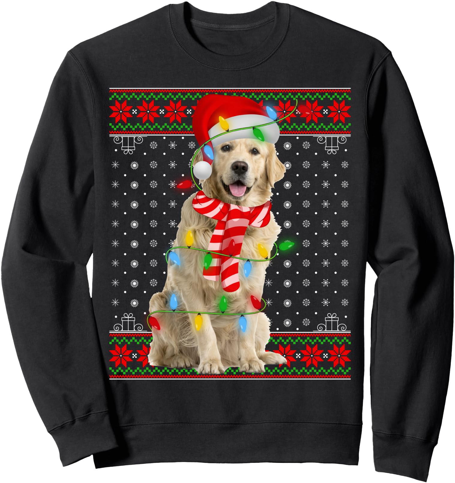 Handcrafted Ugly Santa Golden Retriever Hoodie - Trendy Graphic Men Women - T-Shirt, Sweatshirt, Hoodie