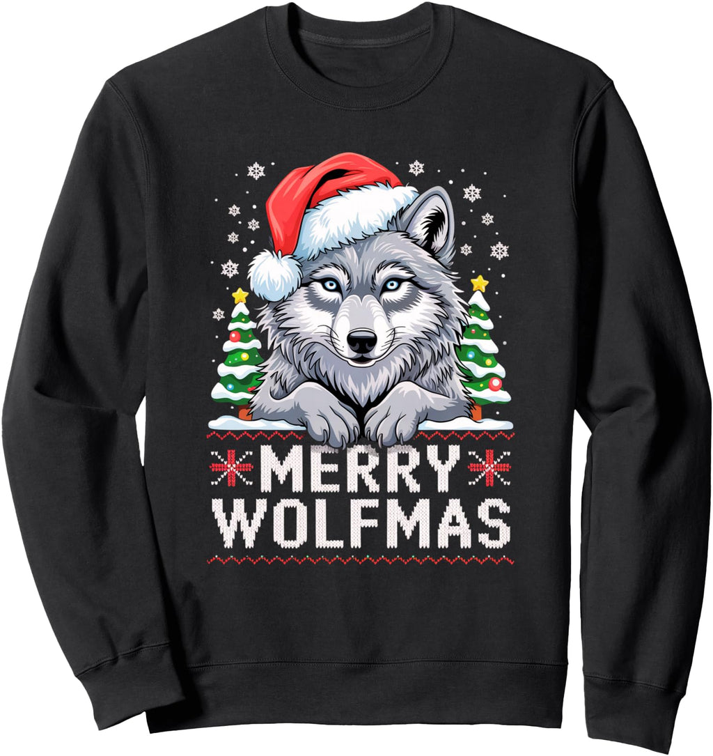 Merry Wolfmas Merry Wolf Ugly T-Shirt - Aesthetic Graphic Men Women - T-Shirt, Sweatshirt, Hoodie