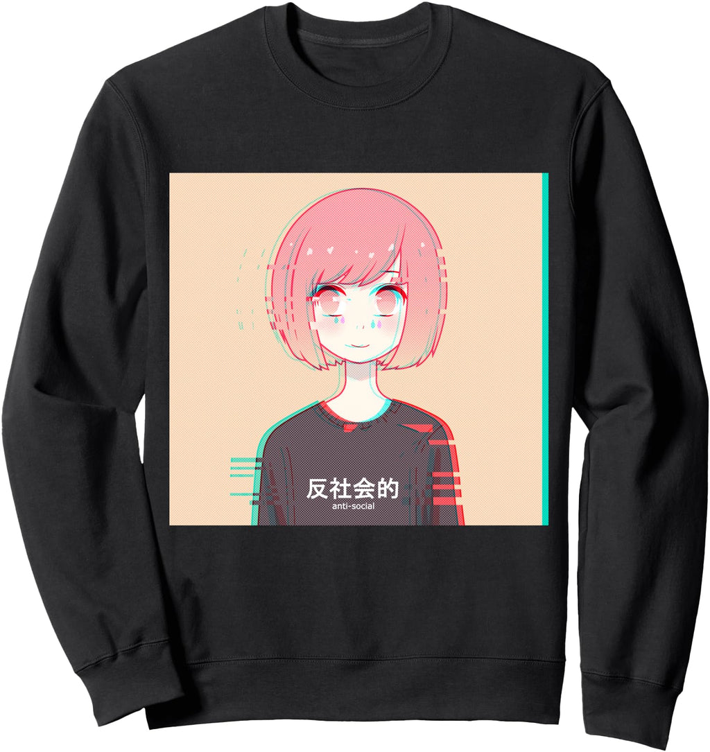 Handcrafted Anti Social Japanese Kanji Hoodie - Custom Art Print Unisex - T-Shirt, Sweatshirt, Hoodie