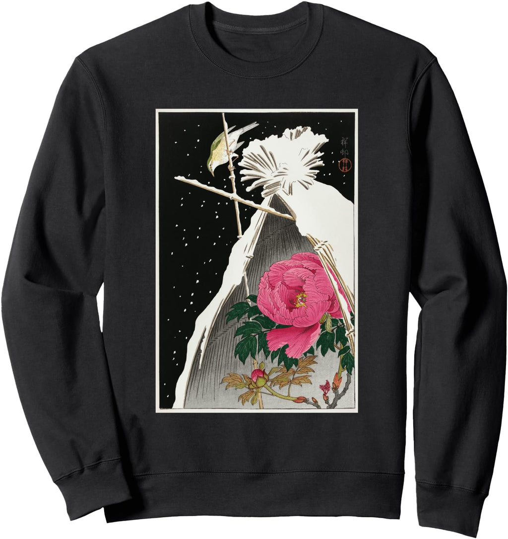 Accentors Bird Peony Ohara Koson Japanese Hoodie - Custom Art Print Unisex - T-Shirt, Sweatshirt, Hoodie