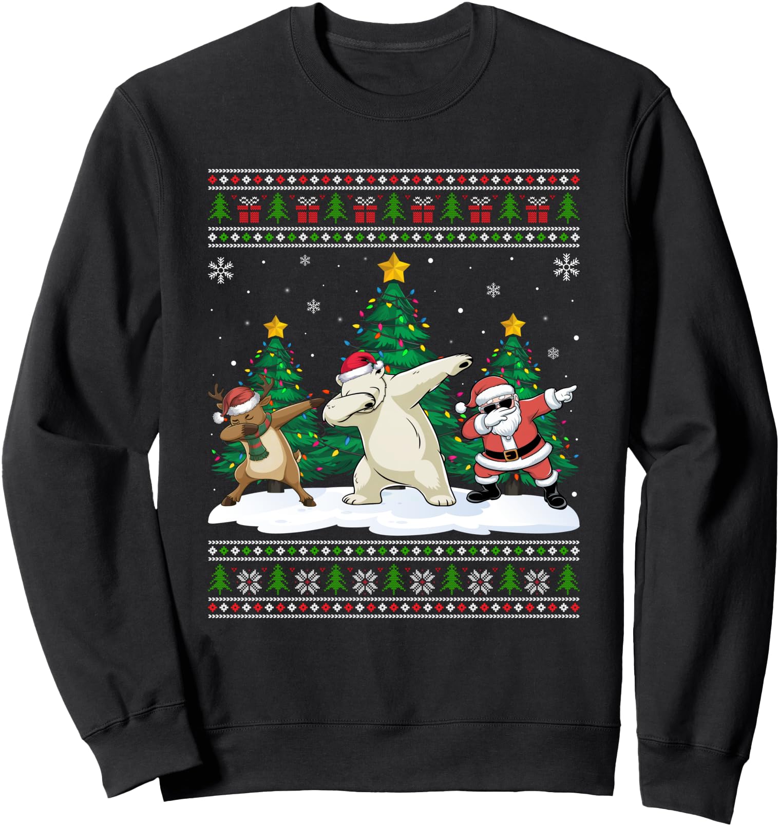 Dabbing Santa Reindeer Polar Bear Sweatshirt - Novelty Apparel Men Women - T-Shirt, Sweatshirt, Hoodie