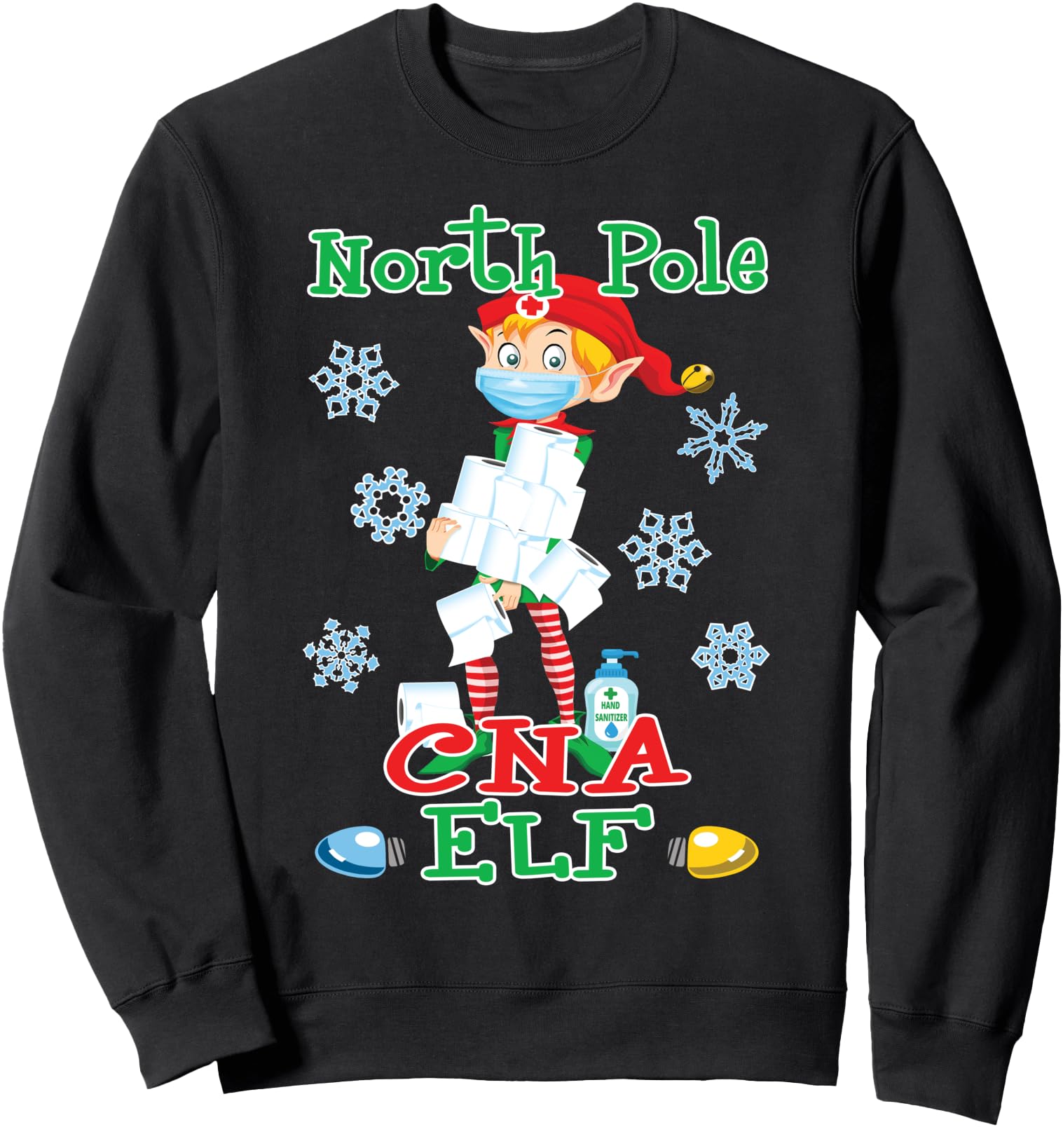 Cna Nurse Elf Hospital Personnel X Sweatshirt - Graphic Print for Adults - T-Shirt, Sweatshirt, Hoodie