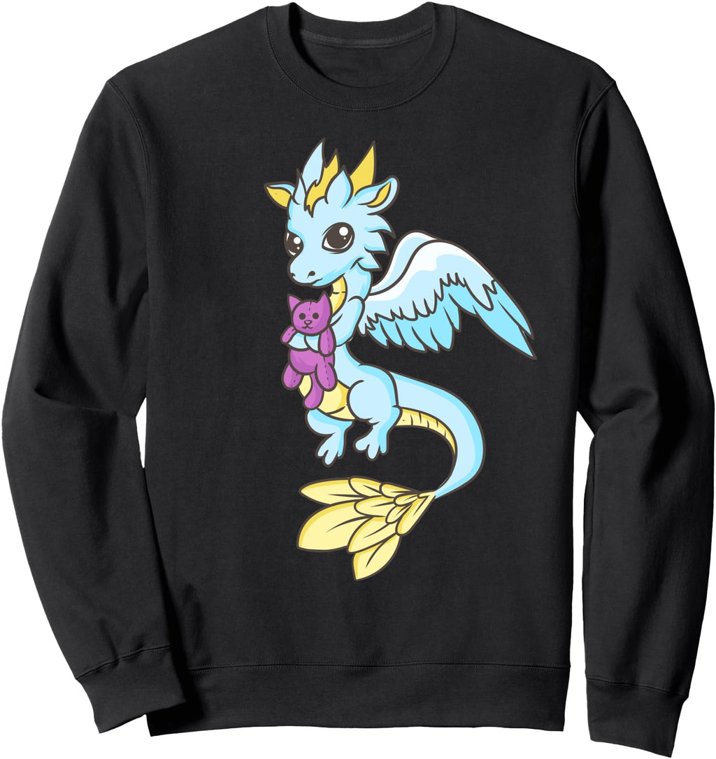 Kawaii Anime Sweet Blue Dragon Japanese Hoodie - Novelty Apparel Unisex - T-Shirt, Sweatshirt, Hoodie