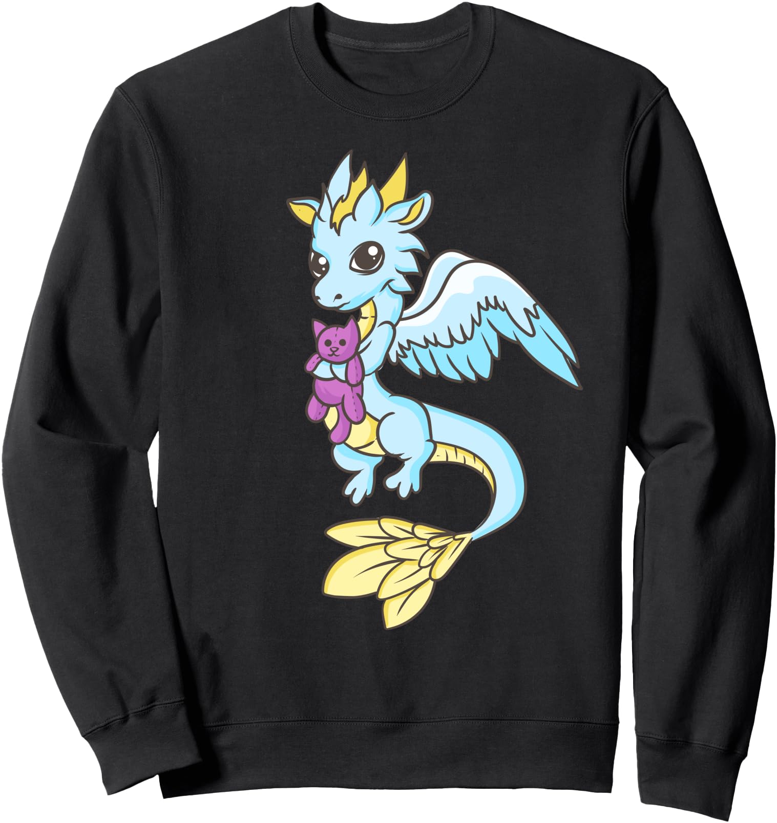 Kawaii Anime Sweet Blue Dragon Japanese Hoodie - Novelty Apparel Unisex - T-Shirt, Sweatshirt, Hoodie