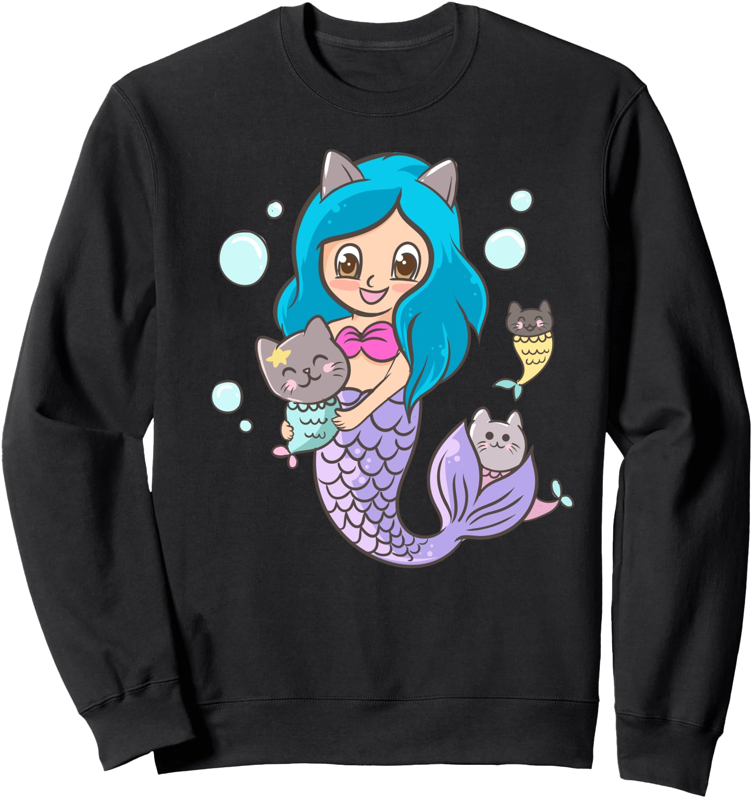Handcrafted Kawaii Anime Mermaid Hoodie - Streetwear Style for Adults - T-Shirt, Sweatshirt, Hoodie