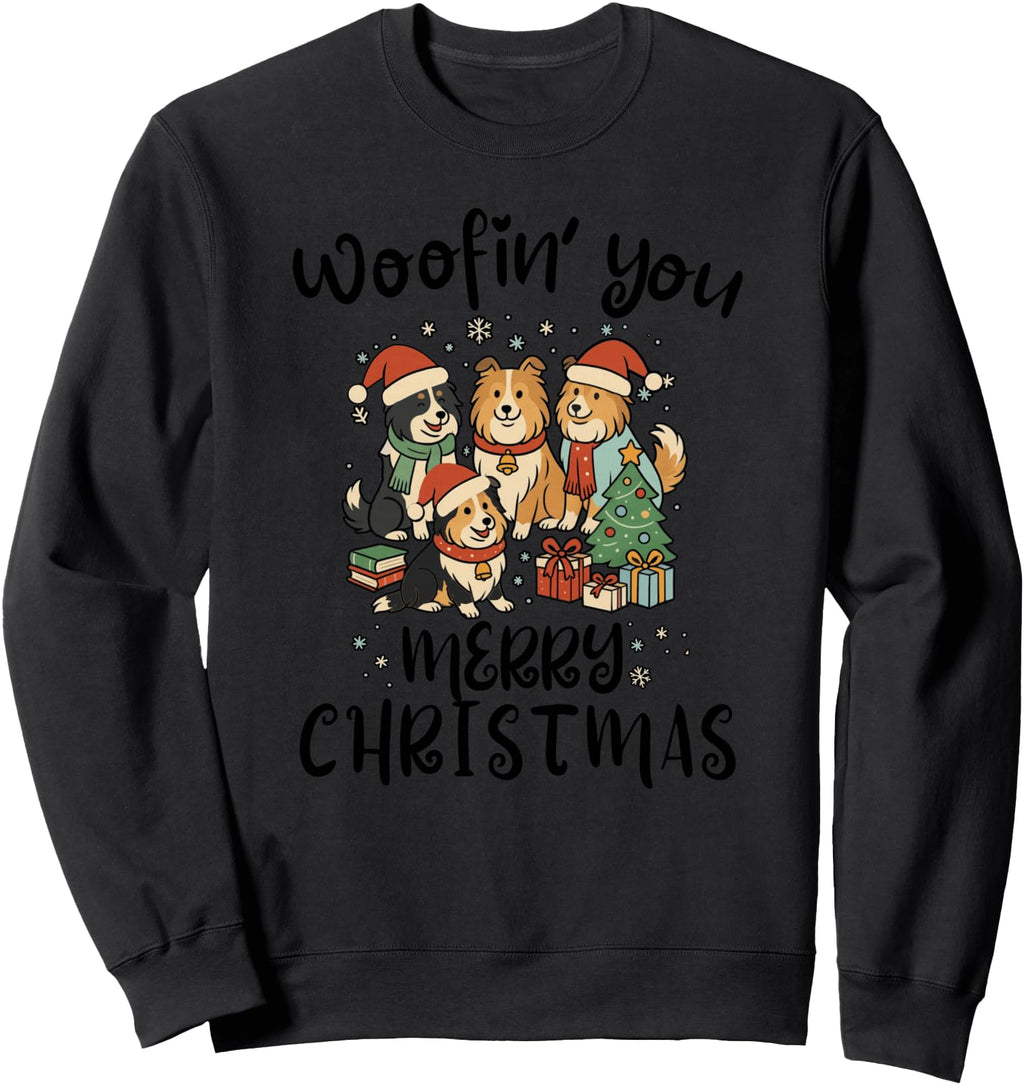 Original Woofin You Merry Sheltie Sheltie Hoodie - Minimalist Print Unisex - T-Shirt, Sweatshirt, Hoodie