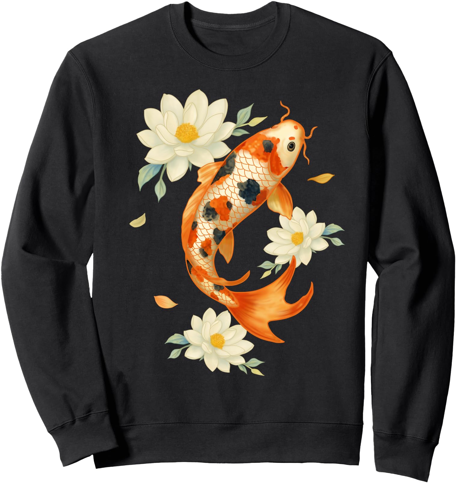 Koi Carp Fish Lotus Flowers Japanese T-Shirt - Minimalist Print for Adults - T-Shirt, Sweatshirt, Hoodie