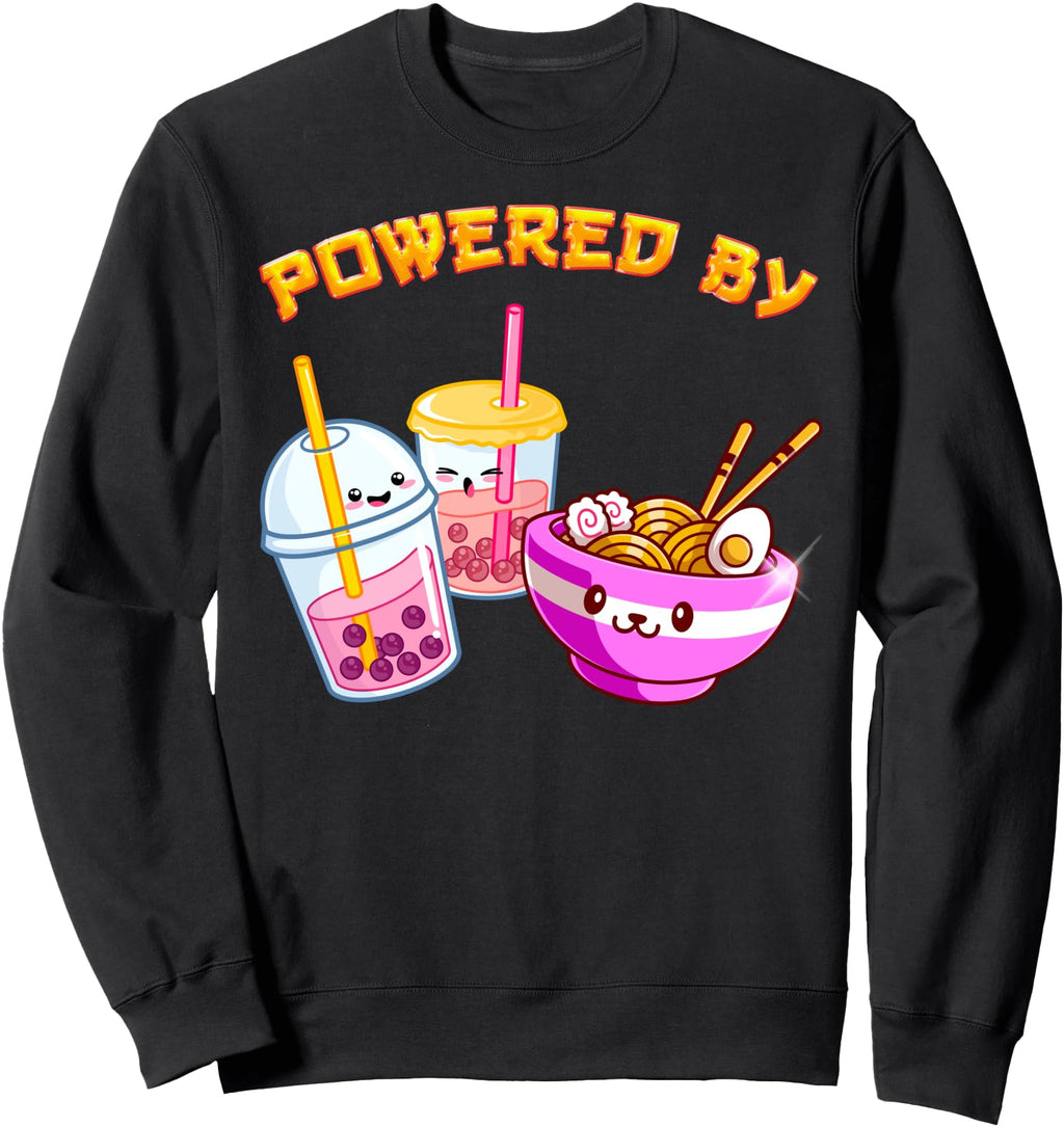 Powered Ramen Kawaii Anime Japanese Food Sweatshirt - Graphic Print Unisex - T-Shirt, Sweatshirt, Hoodie