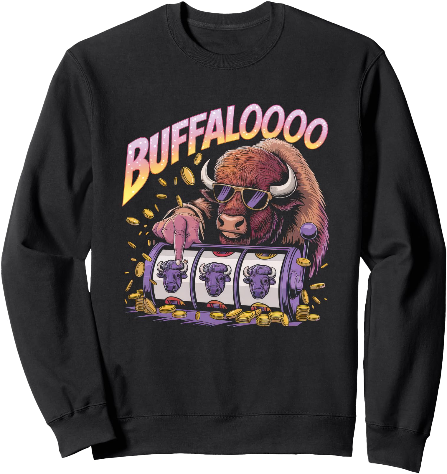 Lucky Buffalo Casino Slot Machine T-Shirt - Graphic Print for Adults - T-Shirt, Sweatshirt, Hoodie