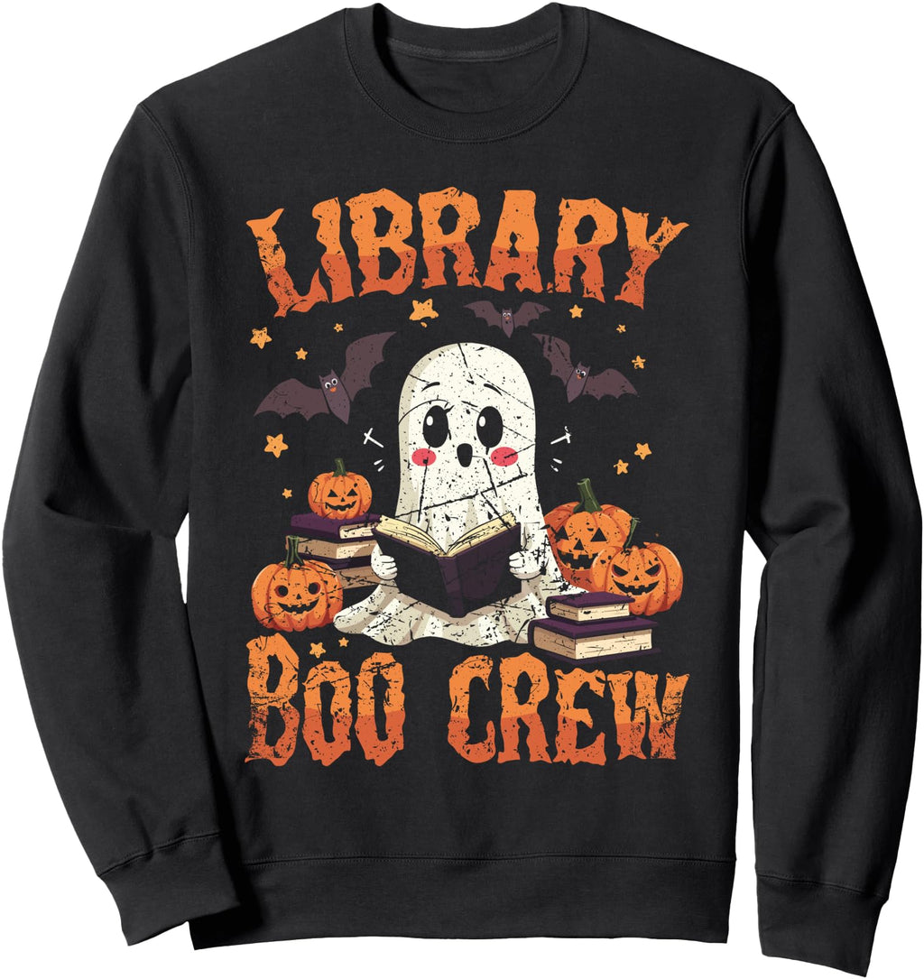 Librarian Halloween Library Boo Crew T-Shirt - Unique Graphic Men Women - T-Shirt, Sweatshirt, Hoodie