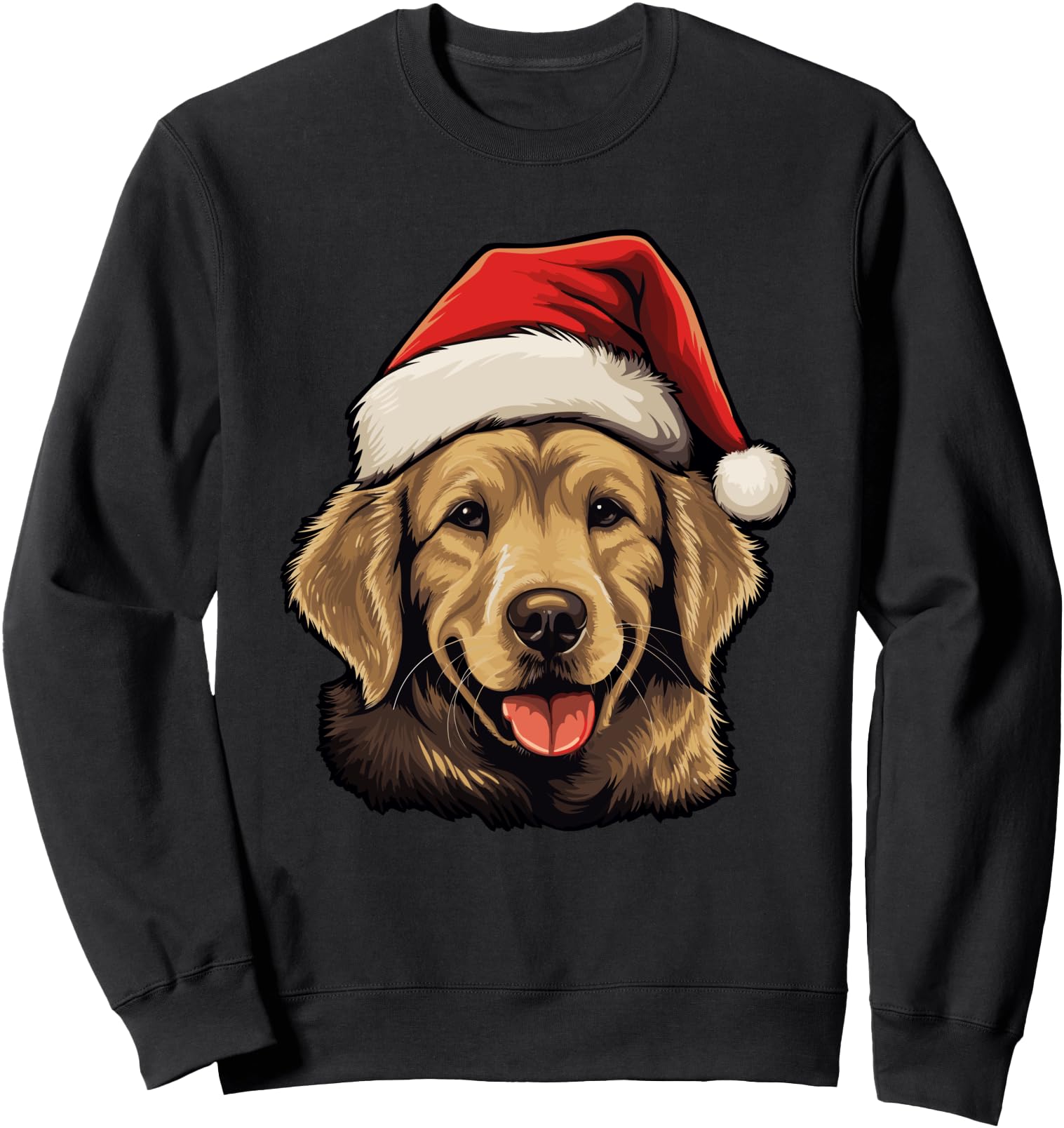 Authentic Golden Retriever Dog Santa Sweatshirt - Unique Graphic Men Women - T-Shirt, Sweatshirt, Hoodie
