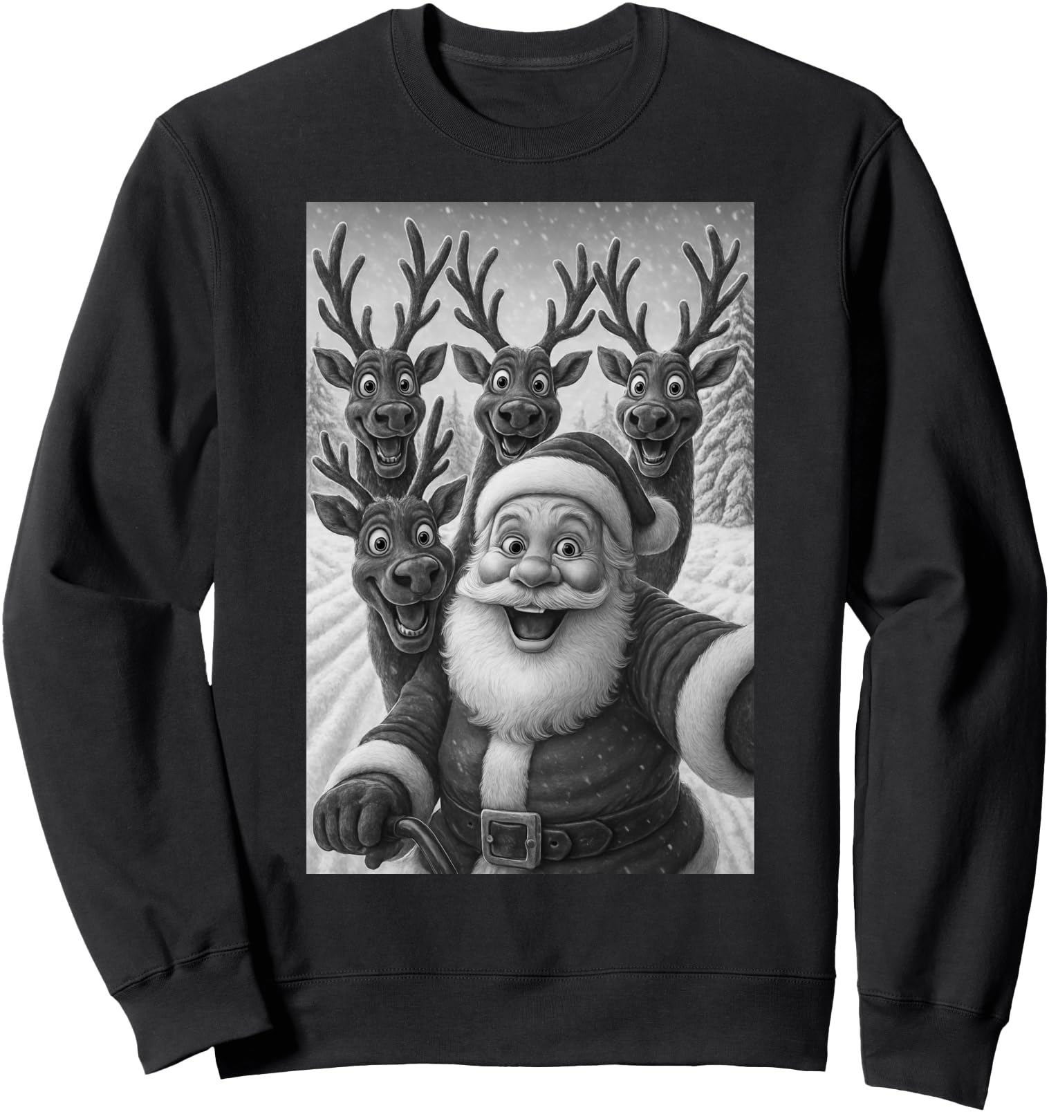 Original Santa Selfie Reindeer Artist Hoodie - Streetwear Style Men Women - T-Shirt, Sweatshirt, Hoodie