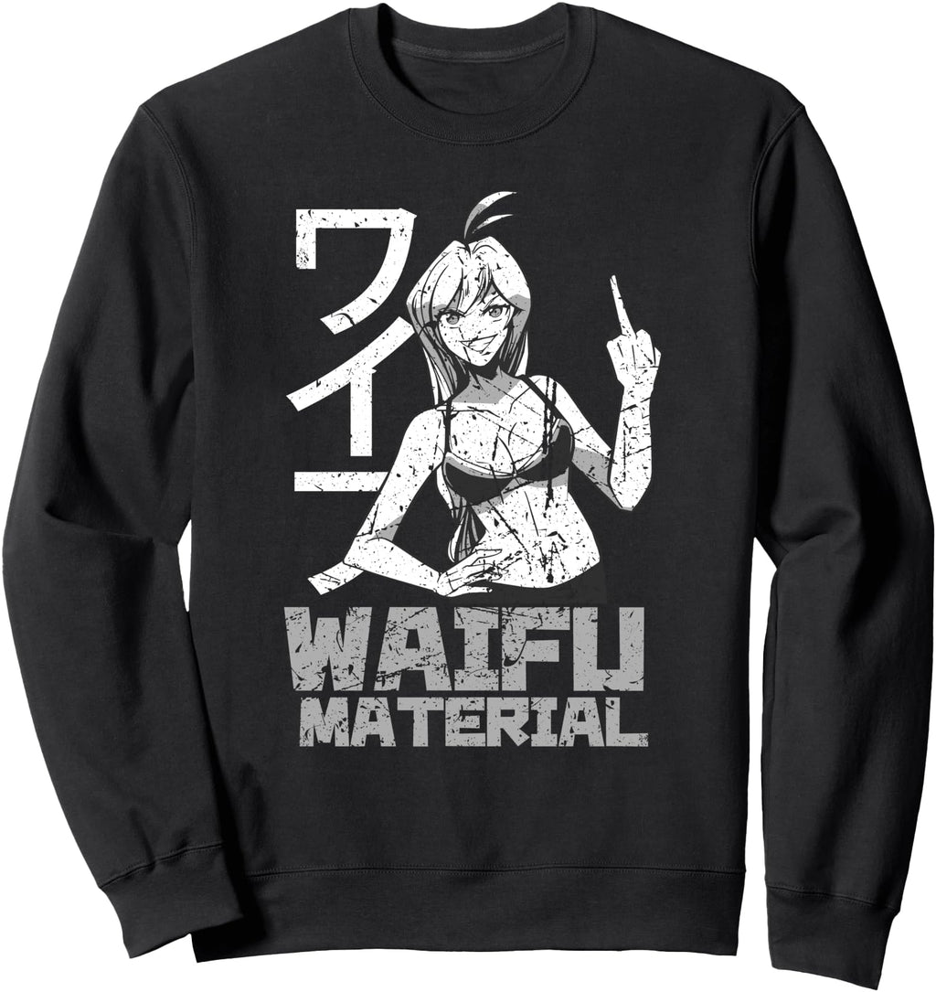 Authentic Waifu Material Anime Teen Hoodie - Aesthetic Graphic for Adults - T-Shirt, Sweatshirt, Hoodie