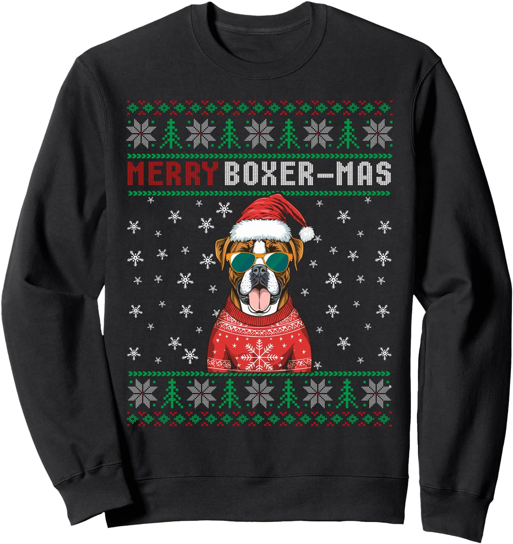 Original Merry Boxermas Ugly Dog Lovers Sweatshirt - Graphic Print Unisex - T-Shirt, Sweatshirt, Hoodie