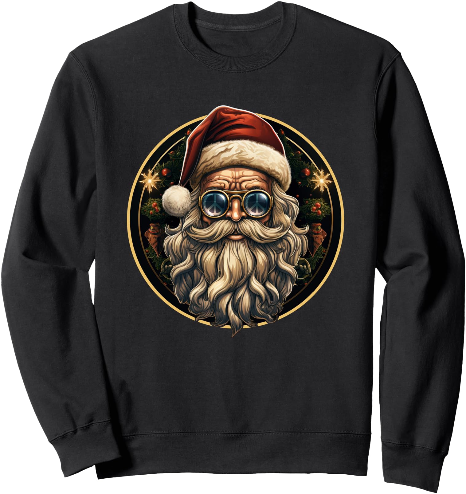 Santa S Peaceful Santa Peace Sign T-Shirt - Fun Novelty Design Men Women - T-Shirt, Sweatshirt, Hoodie