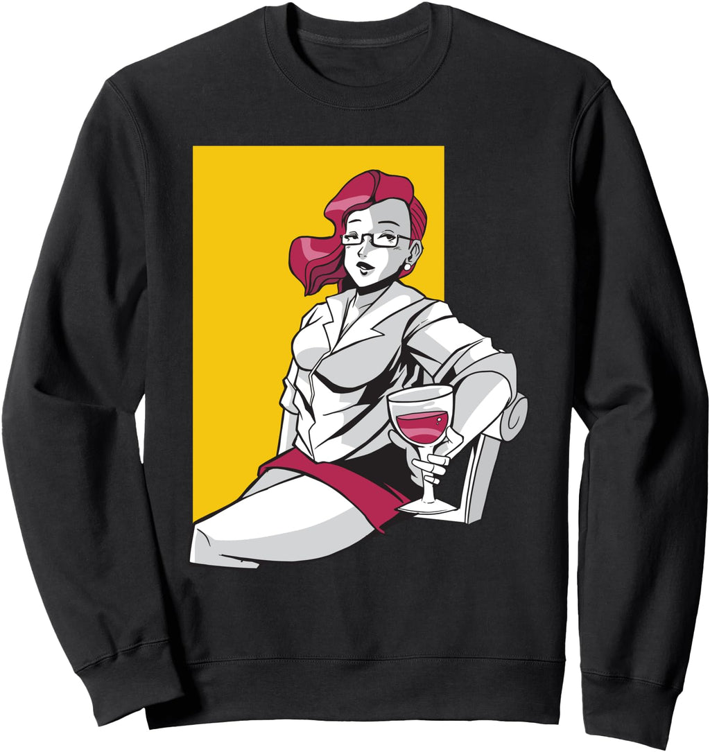 Anime Wine Glass Japanese Waifu T-Shirt - Unique Graphic Men Women - T-Shirt, Sweatshirt, Hoodie