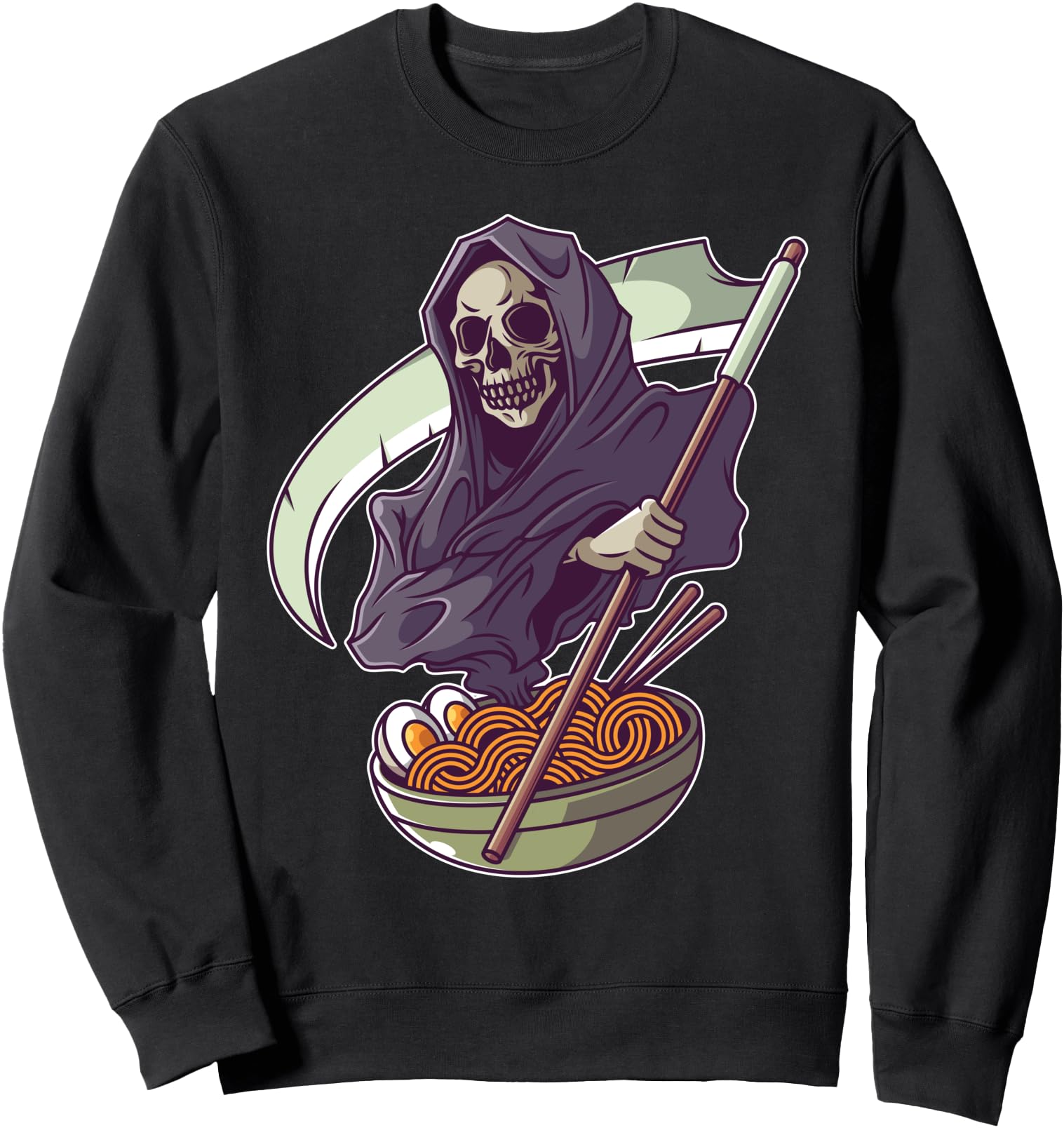 Grim Reaper Ramen Noodles Sweatshirt - Custom Art Print Men Women - T-Shirt, Sweatshirt, Hoodie