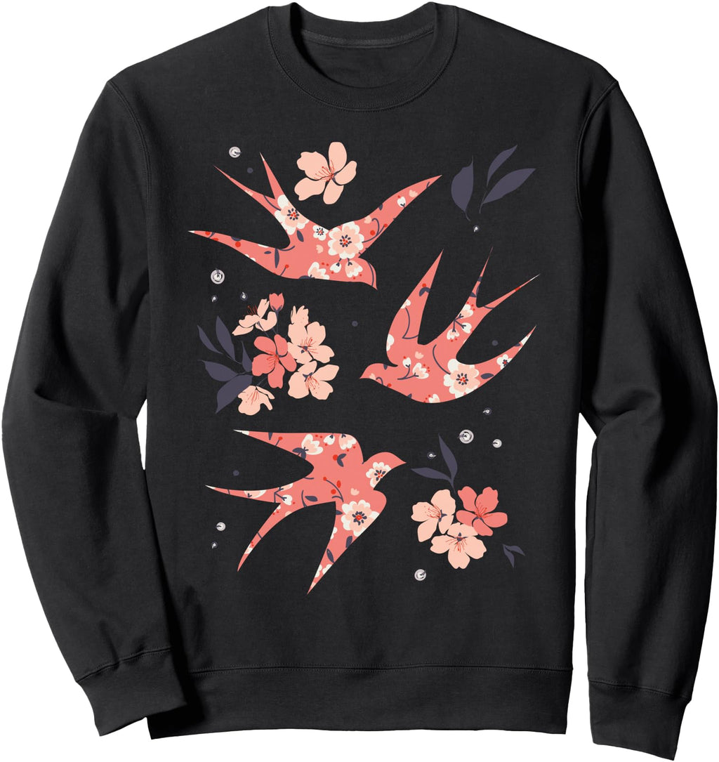 Three Swallows Japanese Cherry T-Shirt - Casual Everyday Wear Unisex - T-Shirt, Sweatshirt, Hoodie