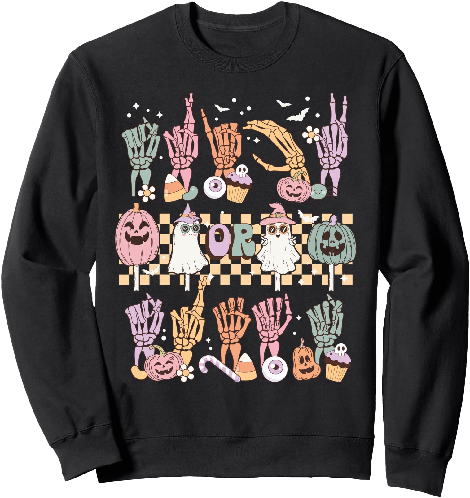 Authentic Trick Or Treat Asl Hands Hoodie - Graphic Print for Adults - T-Shirt, Sweatshirt, Hoodie