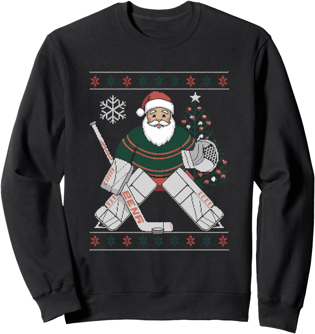Exclusive Santa Hockey Goalie Ugly T-Shirt - Trendy Graphic for Adults - T-Shirt, Sweatshirt, Hoodie