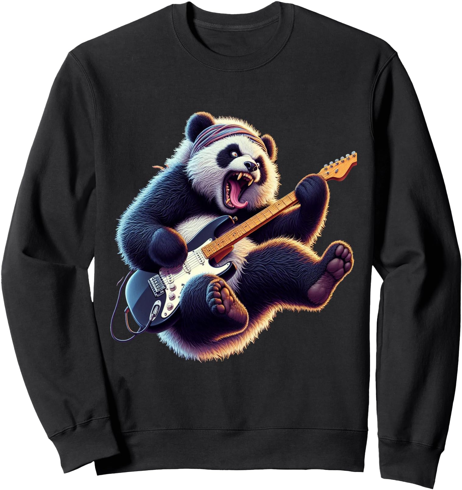Rock Panda Bear Playing Guitar Sweatshirt - Fun Novelty Design Unisex - T-Shirt, Sweatshirt, Hoodie
