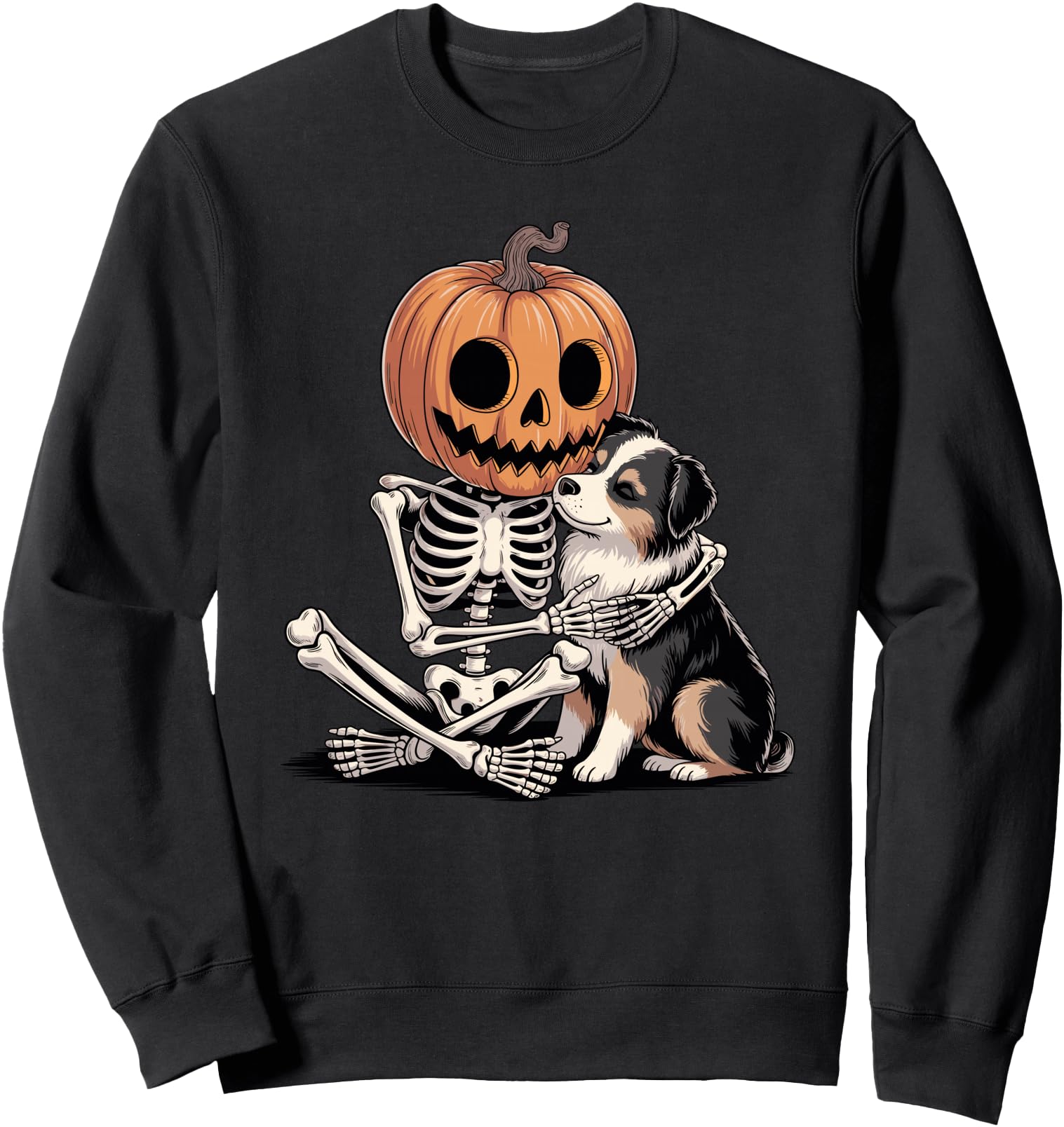 Halloween Skeleton Australian Shepherd T-Shirt - Trendy Graphic Unisex - T-Shirt, Sweatshirt, Hoodie