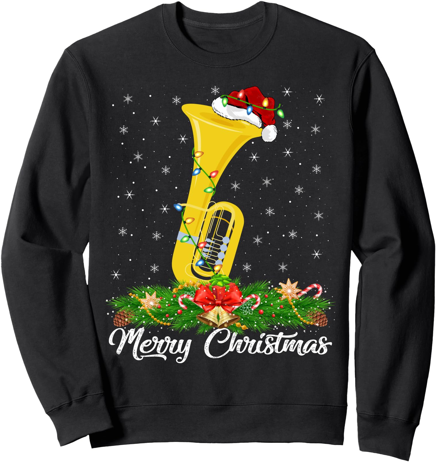 Original Tuba Music Matching Santa Hat Hoodie - Custom Art Print Unisex - T-Shirt, Sweatshirt, Hoodie