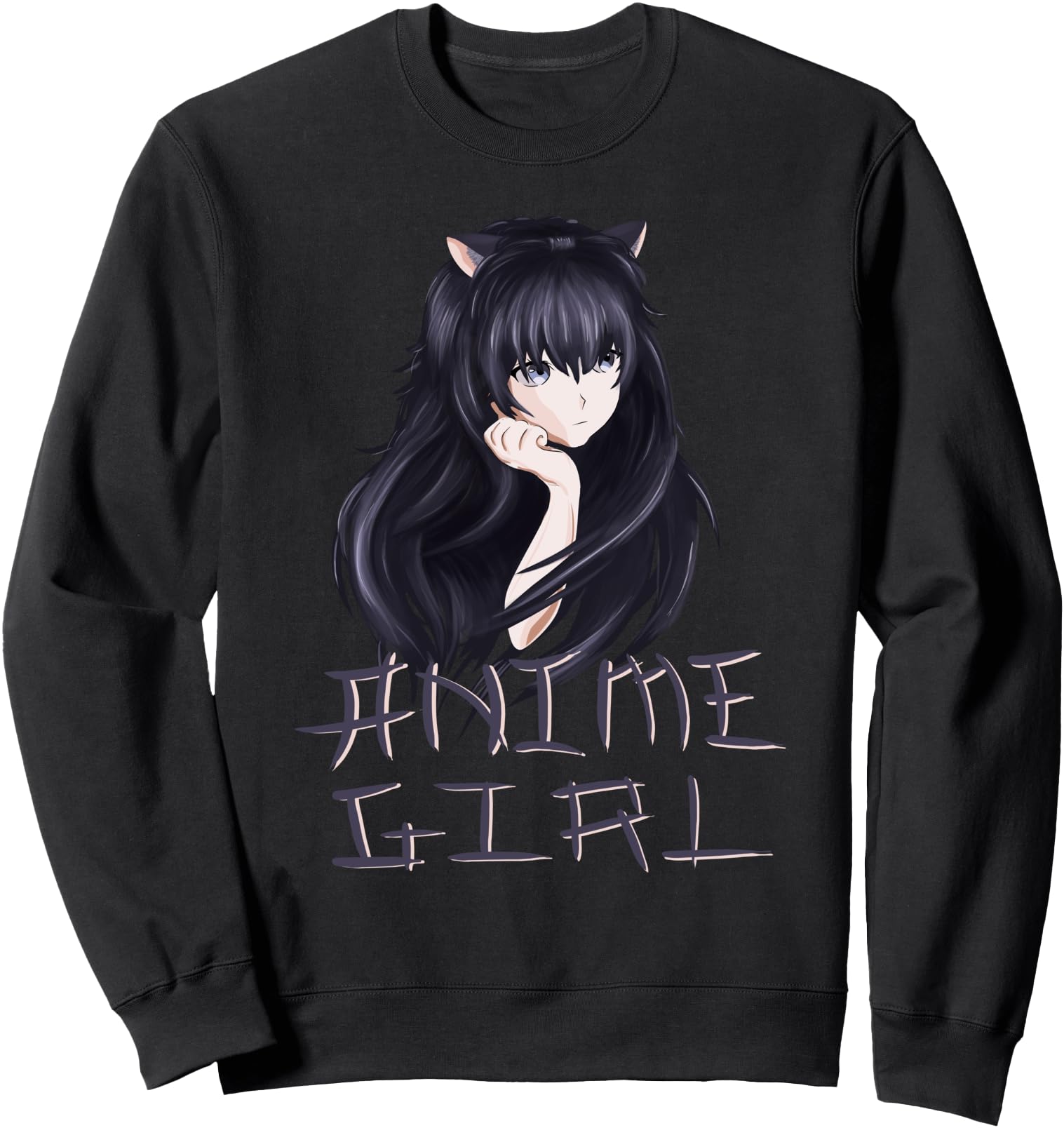Handcrafted Kawaii Anime Kitty Neko Sweatshirt - Aesthetic Graphic Unisex - T-Shirt, Sweatshirt, Hoodie