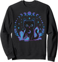 Black Witchy Cat Crystals Gothic Kawaii Hoodie - Unique Graphic Men Women - T-Shirt, Sweatshirt, Hoodie