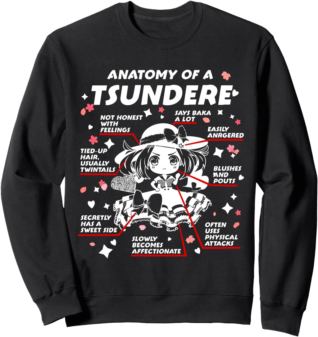 Authentic Anatomy Tsundere Sweatshirt - Fun Novelty Design Men Women - T-Shirt, Sweatshirt, Hoodie