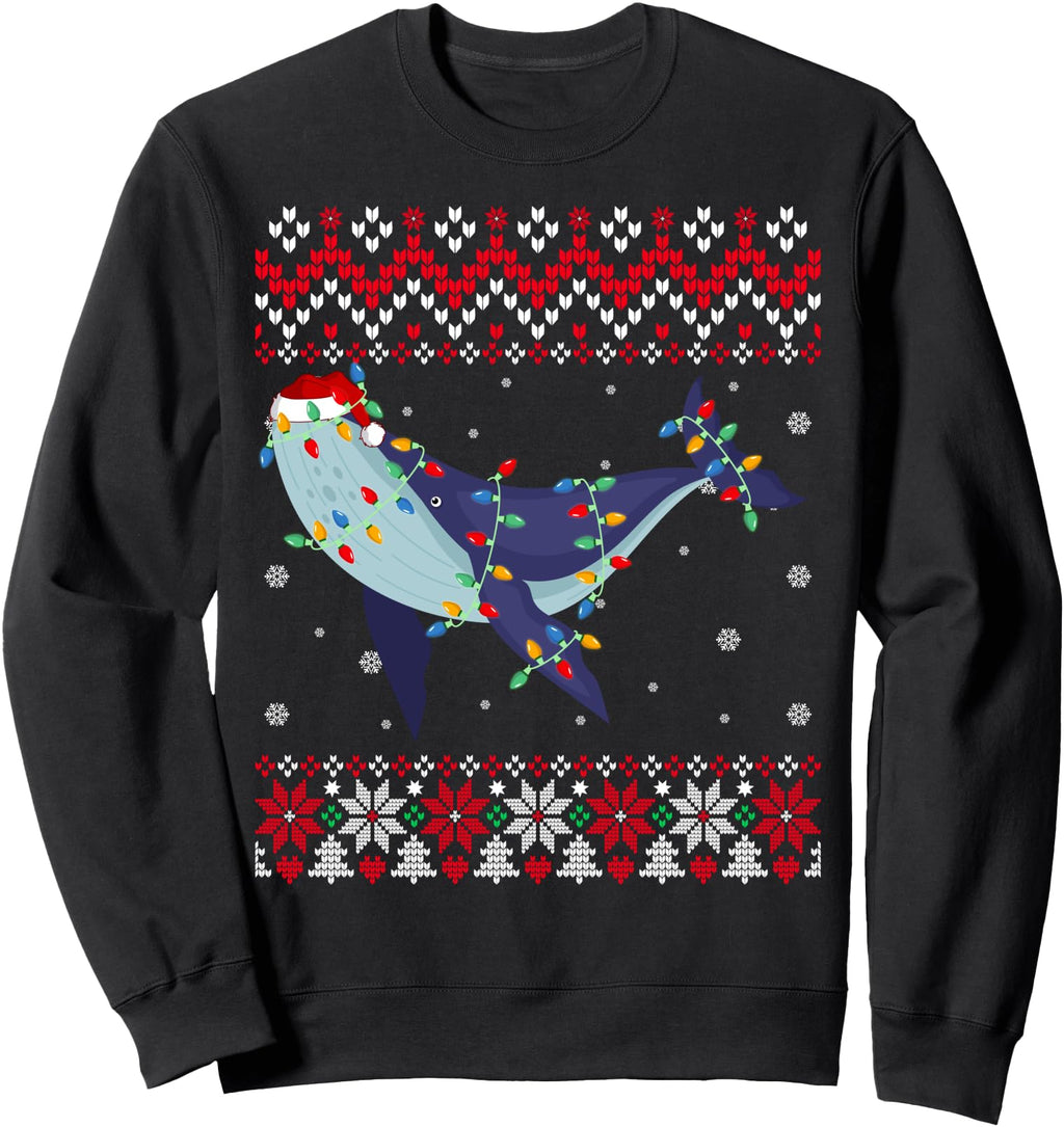 Original Humpback Whale Santa Hat Ugly T-Shirt - Novelty Apparel Unisex - T-Shirt, Sweatshirt, Hoodie