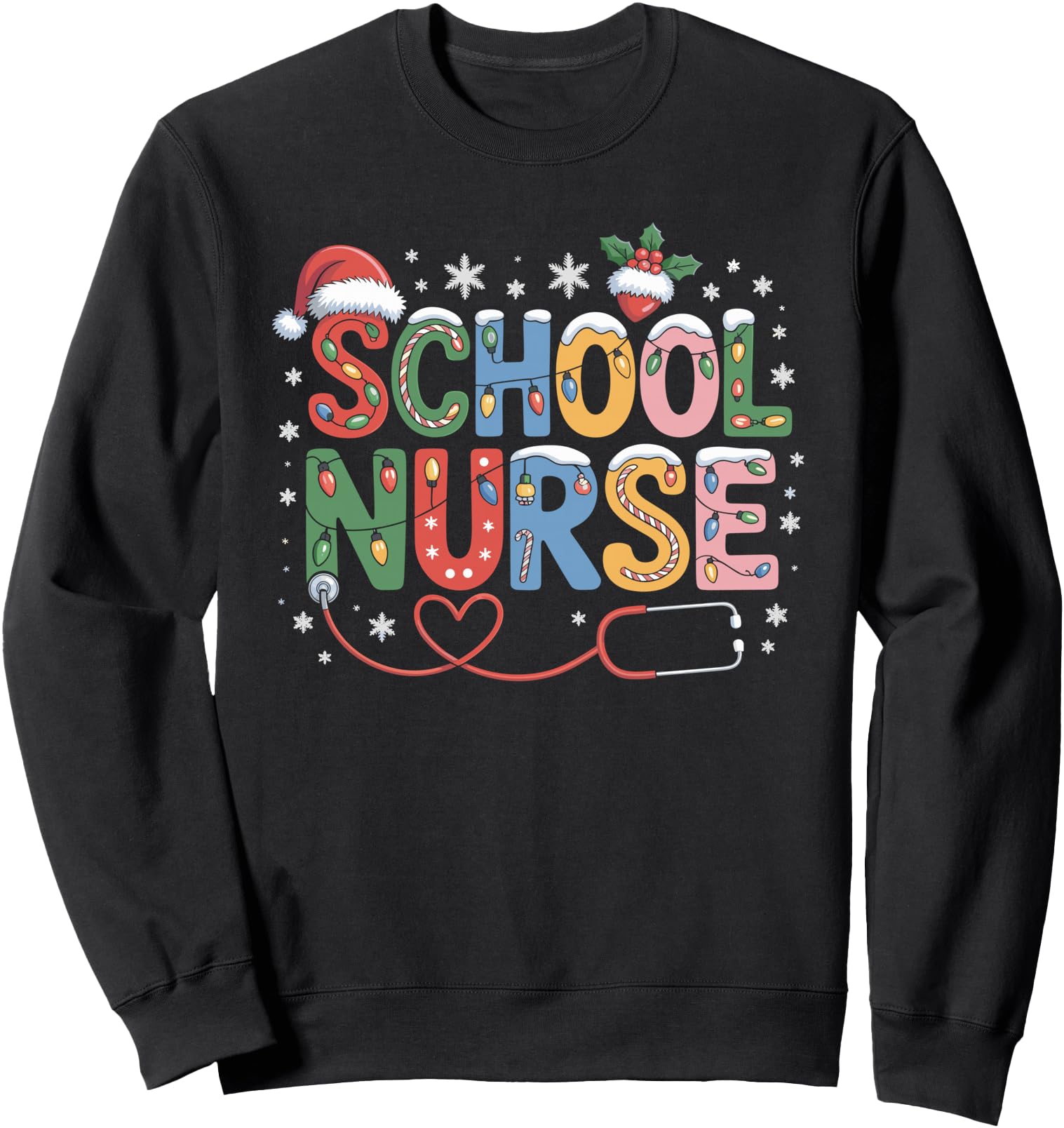 Authentic School Nurse Santa Cap Nursing T-Shirt - Custom Art Print Unisex - T-Shirt, Sweatshirt, Hoodie