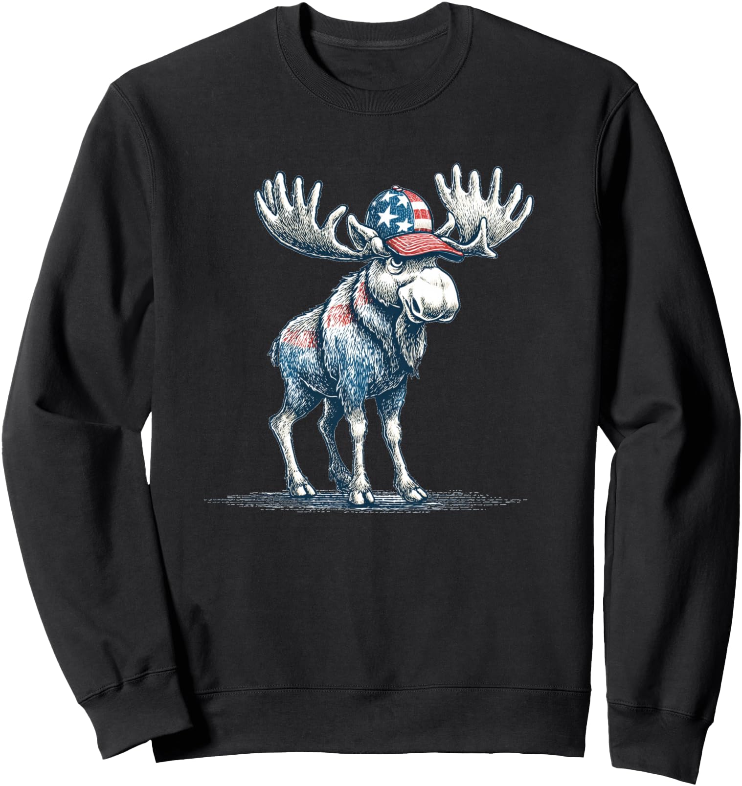 Authentic Awesome Moose Patriotic Hoodie - Fun Novelty Design Unisex - T-Shirt, Sweatshirt, Hoodie