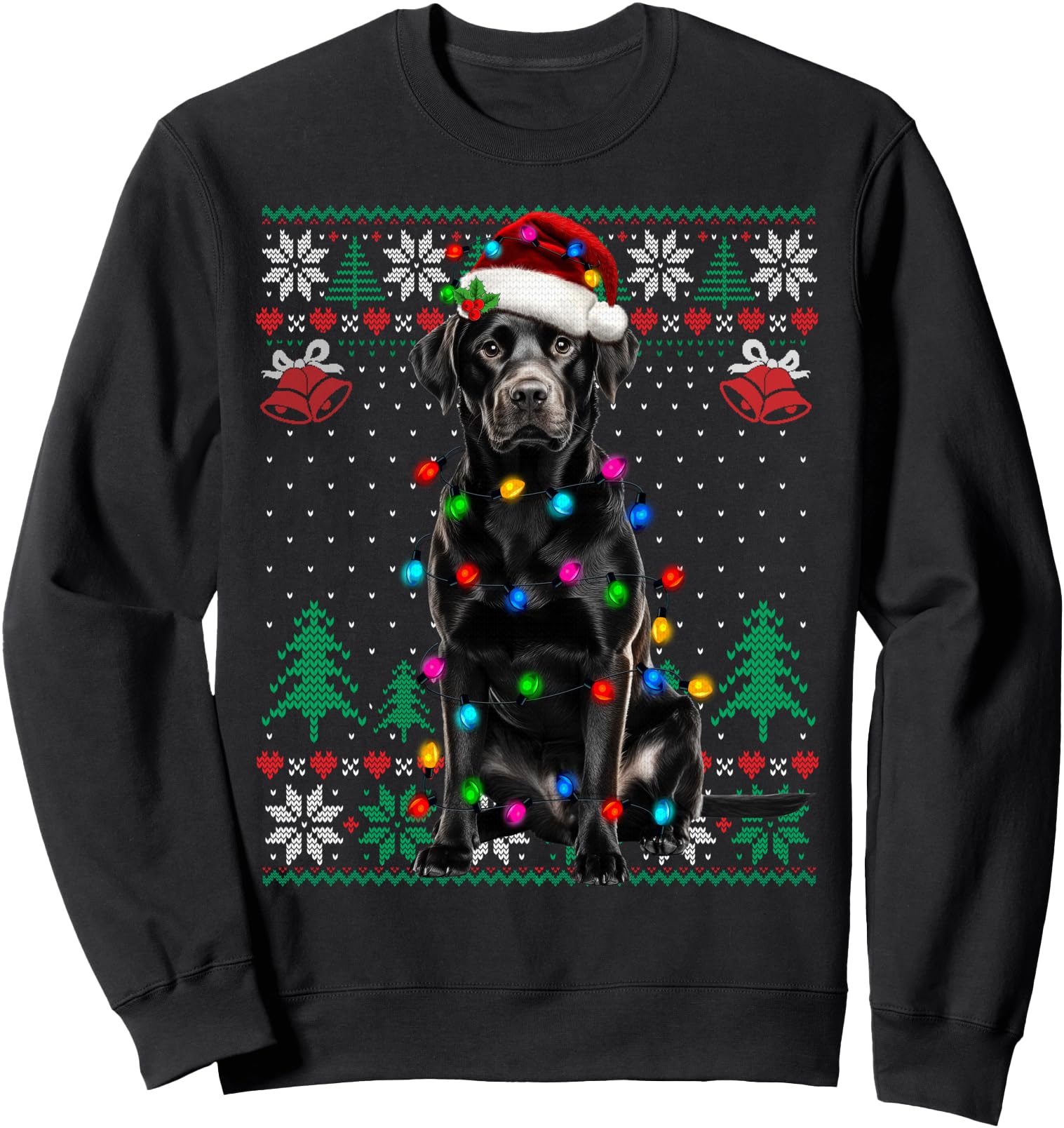 Black Lab Labrador Santa Hat Dog Ugly Sweatshirt - Graphic Print Unisex - T-Shirt, Sweatshirt, Hoodie