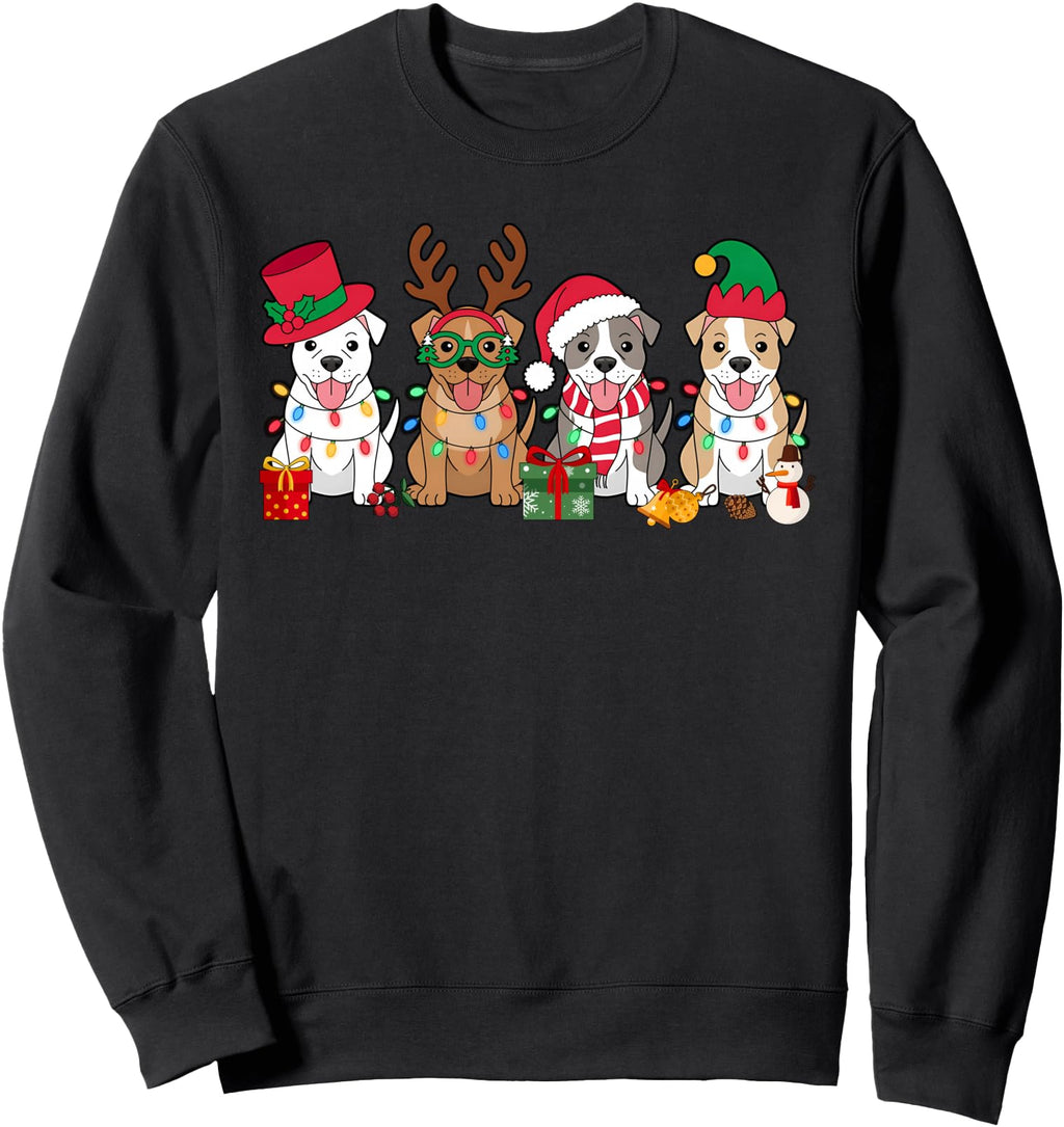 Original Four Pitbull Dogs Santa Sweatshirt - Trendy Graphic Men Women - T-Shirt, Sweatshirt, Hoodie