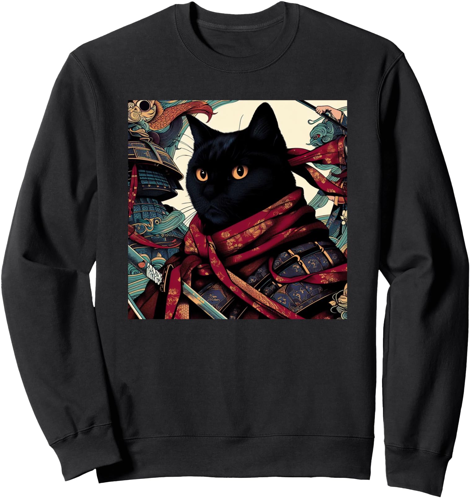 Japanese Art Cat Ninja Anime Samurai T-Shirt - Trendy Graphic Men Women - T-Shirt, Sweatshirt, Hoodie