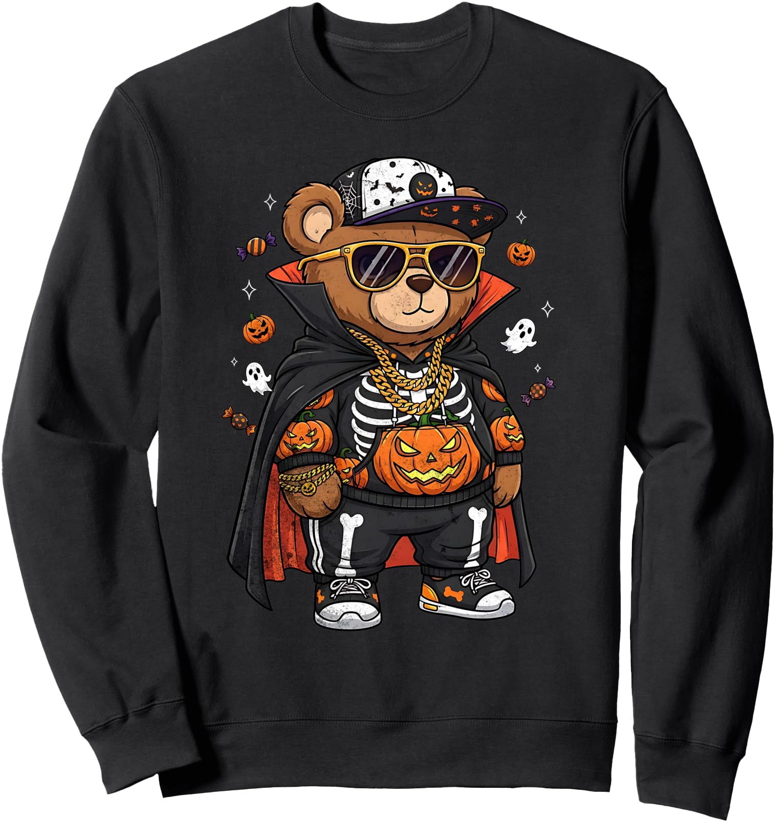 Authentic Hip Hop Teddy Bear Halloween Hoodie - Custom Art Print Unisex - T-Shirt, Sweatshirt, Hoodie