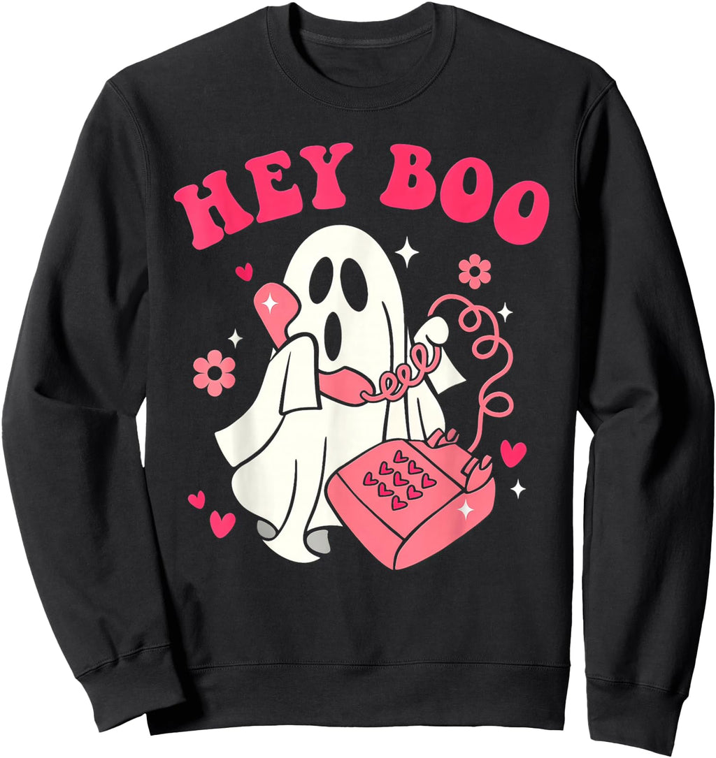 Exclusive Groovy Hey Boo Ghost Hoodie - Fun Novelty Design Men Women - T-Shirt, Sweatshirt, Hoodie