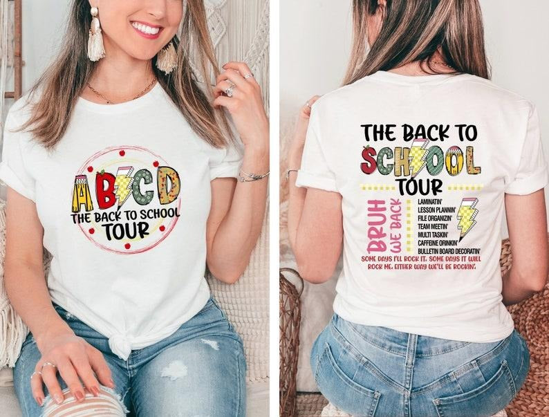ABCD Back School Tour Cute Teacher Retro First Day - Adult & Kids T-Shirts, Sweatshirts & Hoodies apparel design preview 1