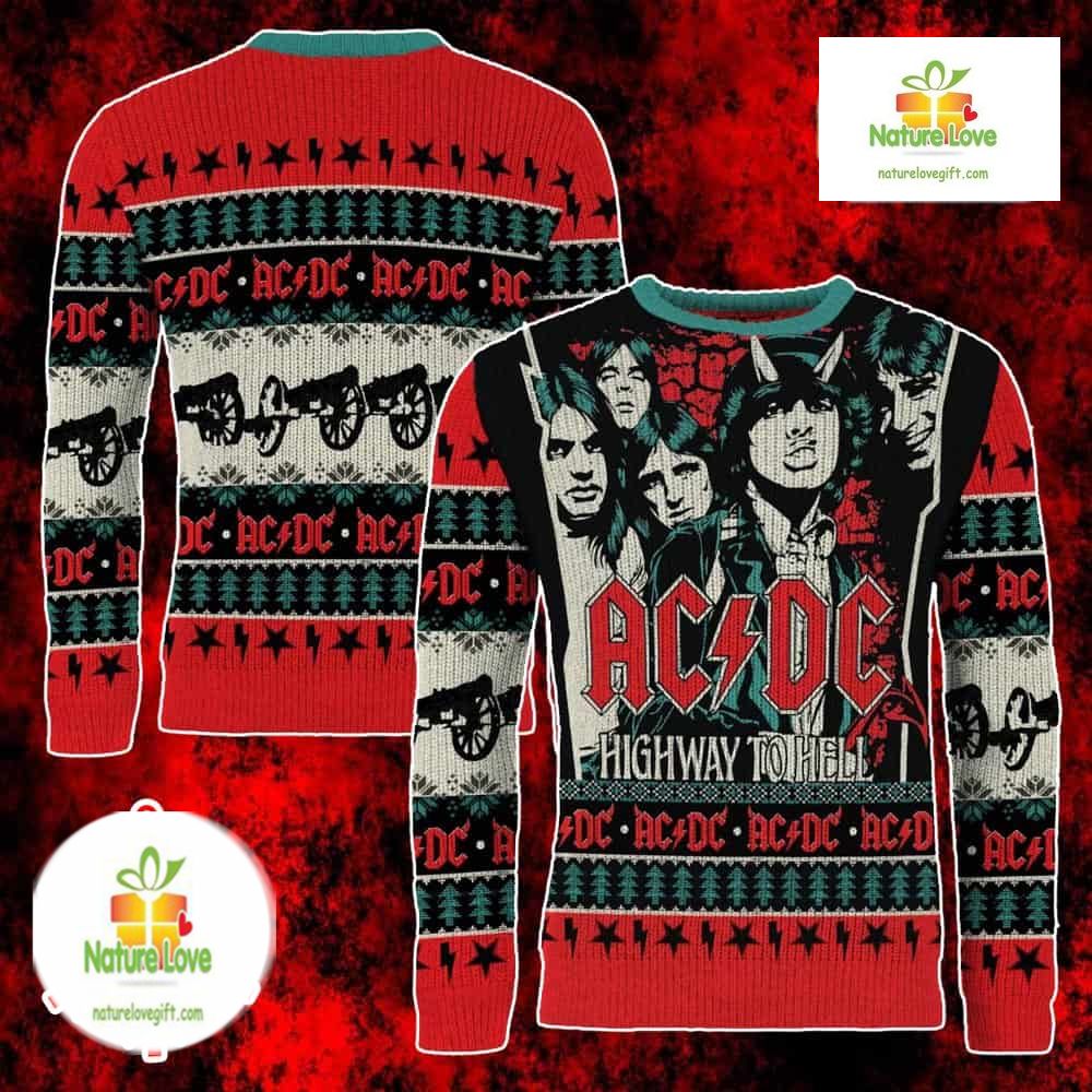 ACDC Highway To Hell Rock Band Jumper Ugly Christmas Sweater - Holiday Gift product image