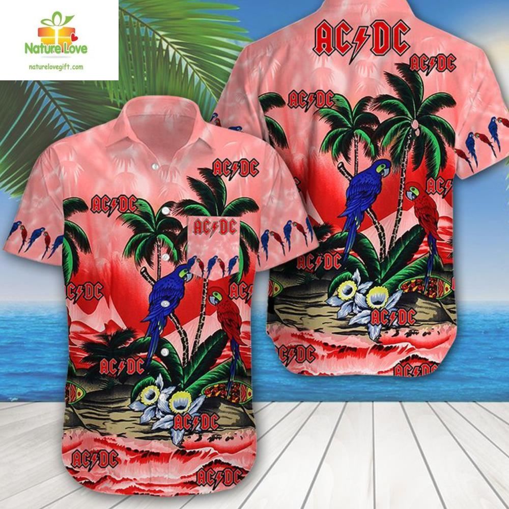 Hawaiian ACDC Tropical Parrot Summer Beach - Adult & Kids T-Shirts, Sweatshirts & Hoodies apparel design preview 1