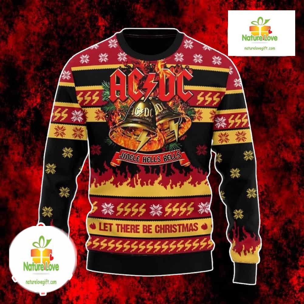 ACDC Jingle Hells Bells Festive Knit Ugly Christmas Sweater - Holiday Gift product image