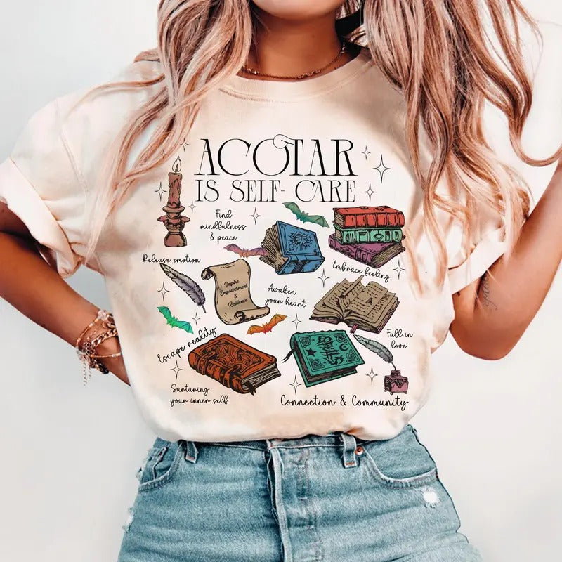 ACOTAR Self Care SJM Fans Bookish Mental Health - Adult & Kids T-Shirts, Sweatshirts & Hoodies apparel design preview 1
